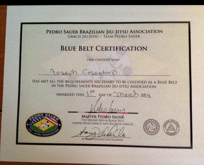 Blue belt · March 1, 2014 · Promoted by Sonny Achille