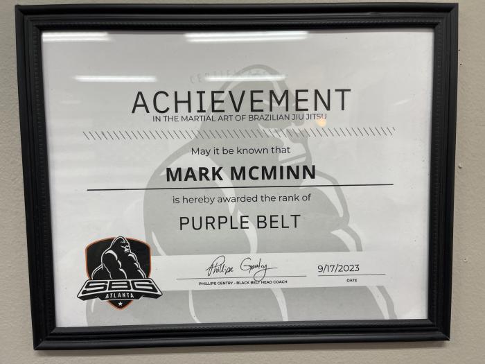 Purple belt · September 17, 2023 · Promoted by Phillipe Gentry
