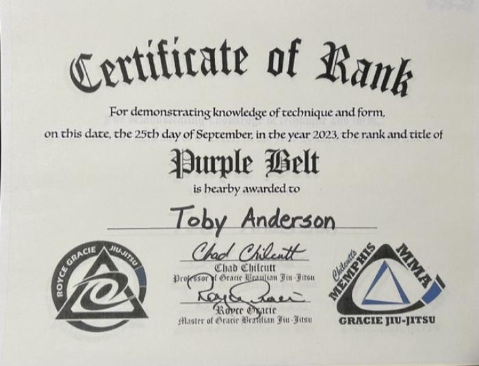Purple belt · September 25, 2023 · Promoted by Master Joyce Gracie