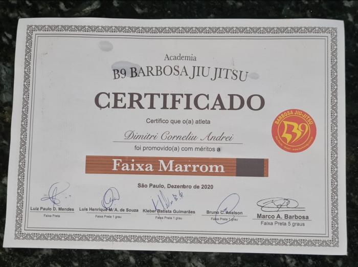 Brown belt · December 6, 2020 · Promoted by Marcos A. Barbosa