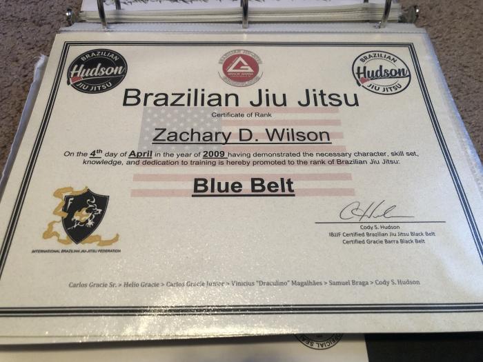 Blue belt · April 4, 2009 · Promoted by Cody Hudson