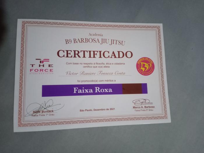 Purple belt · December 15, 2021 · Promoted by MARCO A BARBOSA - FAIXA PRETA 5 GRAUS - BARBOSA B9