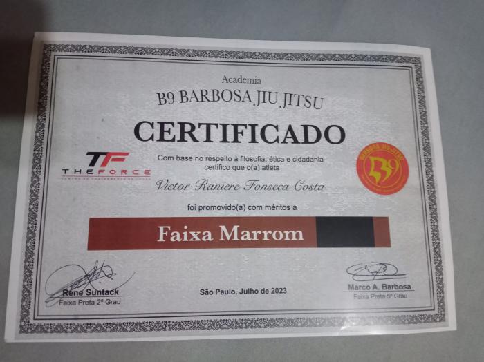 Brown belt · July 14, 2023 · Promoted by MARCO A BARBOSA --FAIXA PRETA 5 GRAUS--B9 BARBOSA