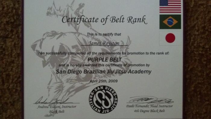 Purple belt · April 25, 2009 · Promoted by Paulo Fernando