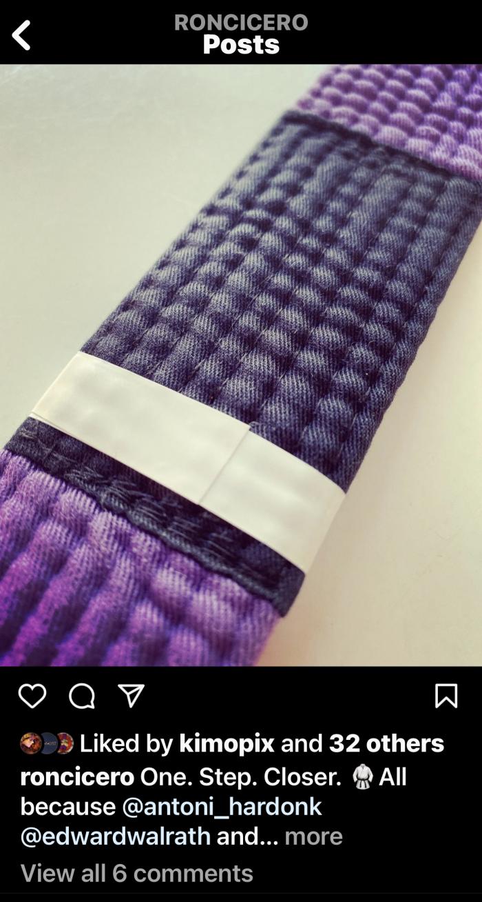 Purple belt · June 4, 2022 · Promoted by Ed Walwrath