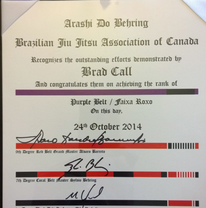 Purple belt · October 24, 2014 · Promoted by Albaro Barreto