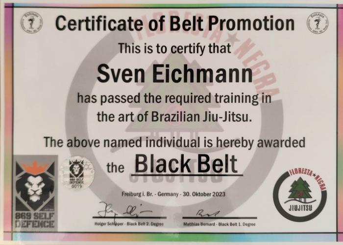 Black belt · October 30, 2023 · Promoted by Holger Schipper