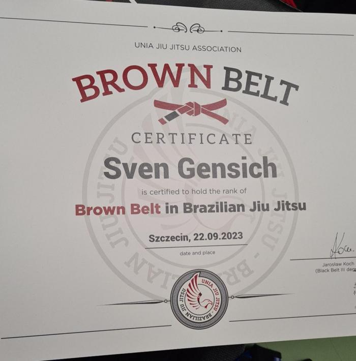 Brown belt · September 22, 2023 · Promoted by Jaro