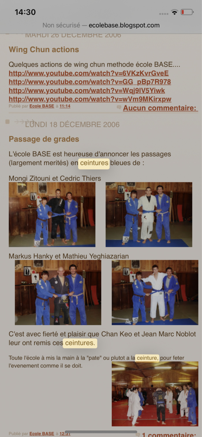 Blue belt · December 18, 2006 · Promoted by Jean Marc noblot