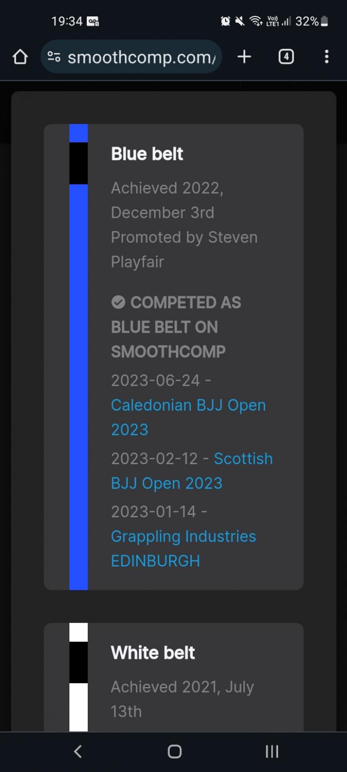 Blue belt · December 3, 2022 · Promoted by Steven Playfair