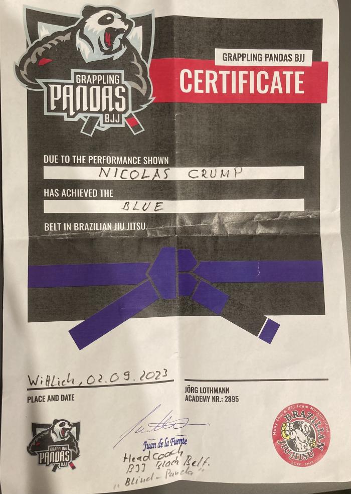 Blue belt · September 7, 2023 · Promoted by Jörg Lothmann