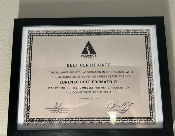 Brown belt · November 9, 2023 · Promoted by Fabio Leandro Gusti