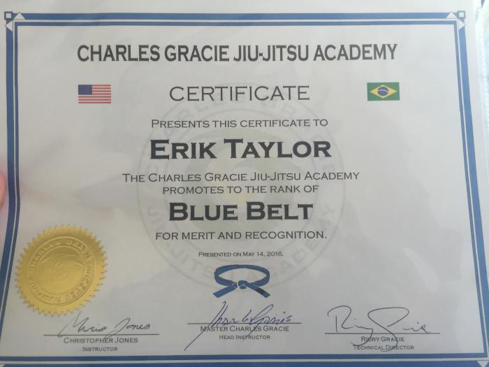 Blue belt · May 14, 2016 · Promoted by Charles Gracie