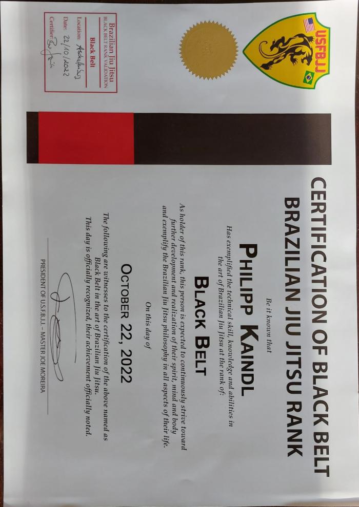 Black belt · October 22, 2022 · Promoted by Joe Moreira