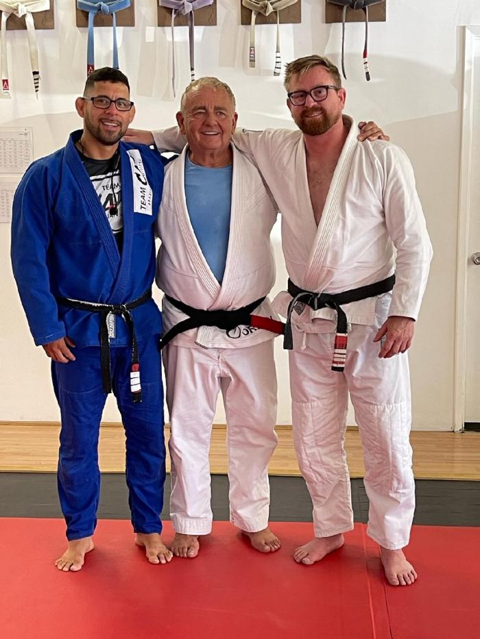 Black Belt Promotion with my Professor Rafael Sanchez and close friend Jack Taufer