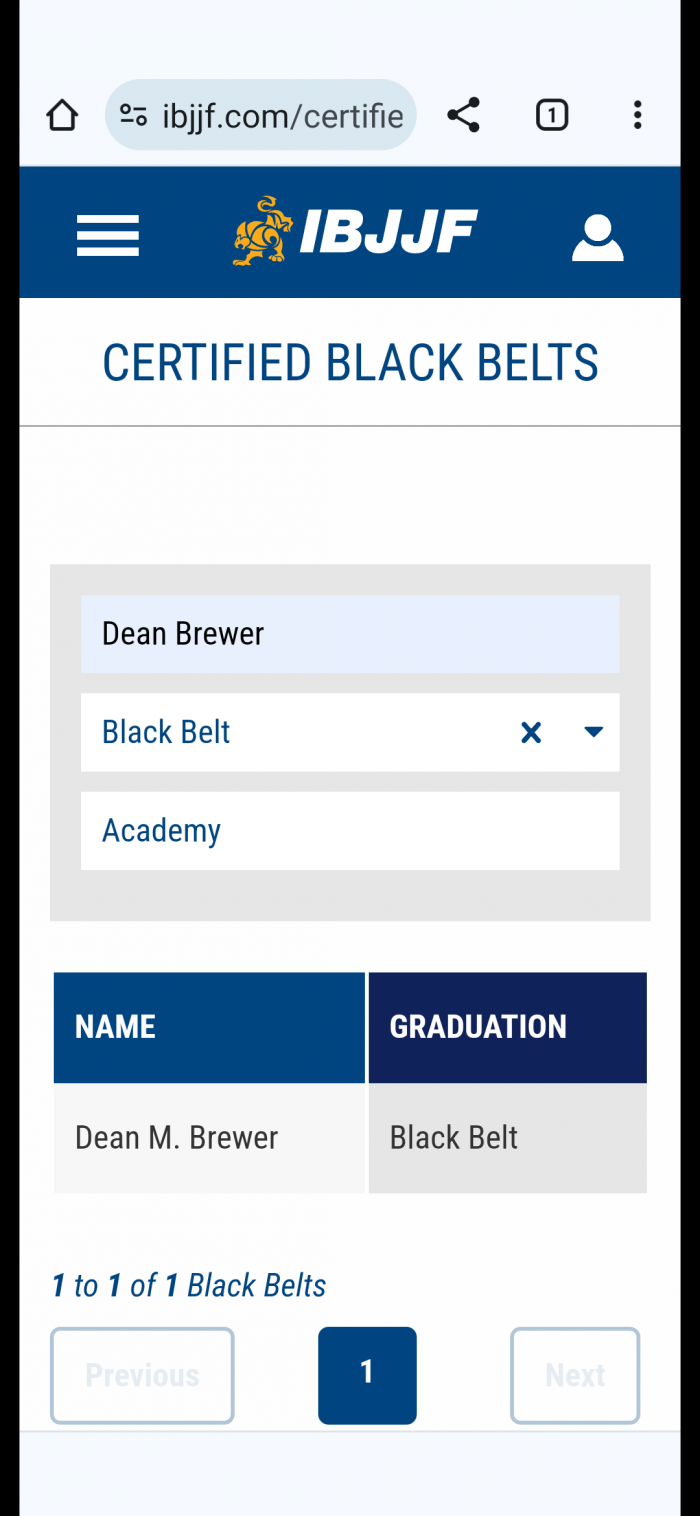 IBJJF certified Black Belt