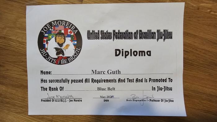 Blue belt · May 1, 2021 · Promoted by Joe Moreira