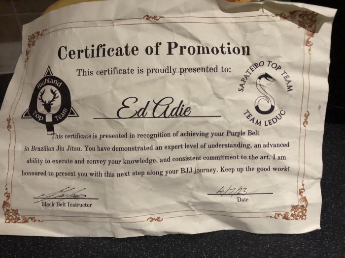 Purple belt · July 4, 2023 · Promoted by Aidan Mackenzie