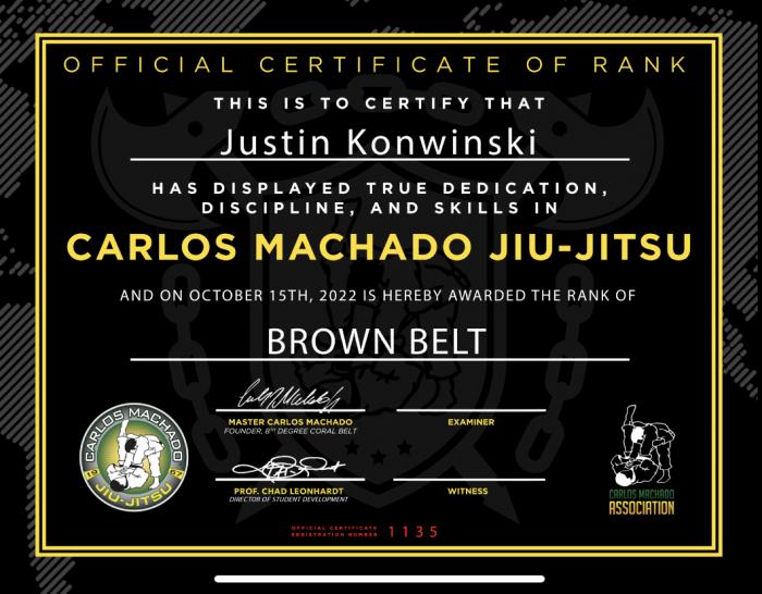 Brown belt · October 18, 2022 · Promoted by Carlos Machado