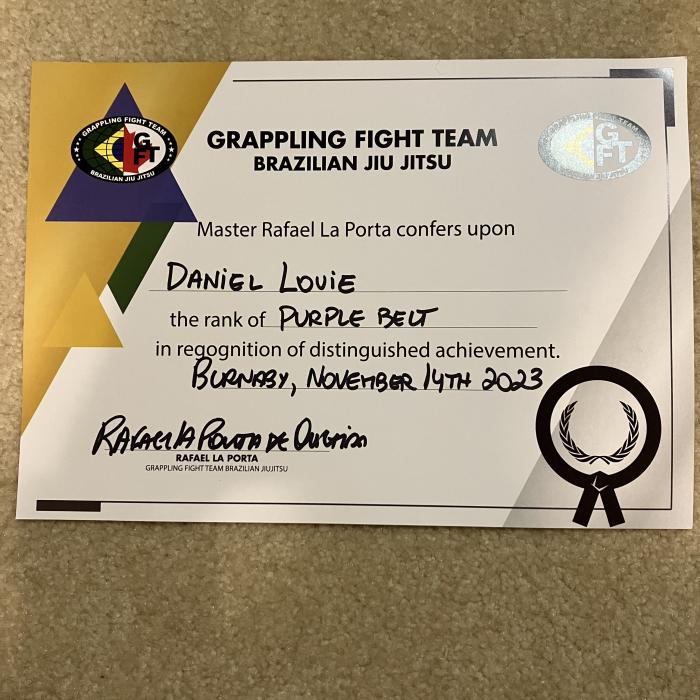 Purple belt · November 14, 2023 · Promoted by Rafael La Porta de Oliveira