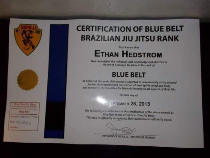 Blue belt · September 28, 2013 · Promoted by Joe Moreira