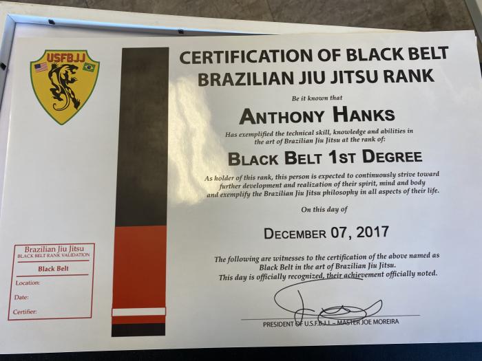 Black belt 1st degree · December 7, 2017 · Promoted by Joe Moreira