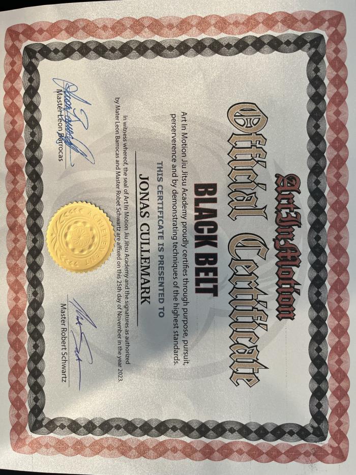 Black belt · November 25, 2023 · Promoted by Robert Schwartz