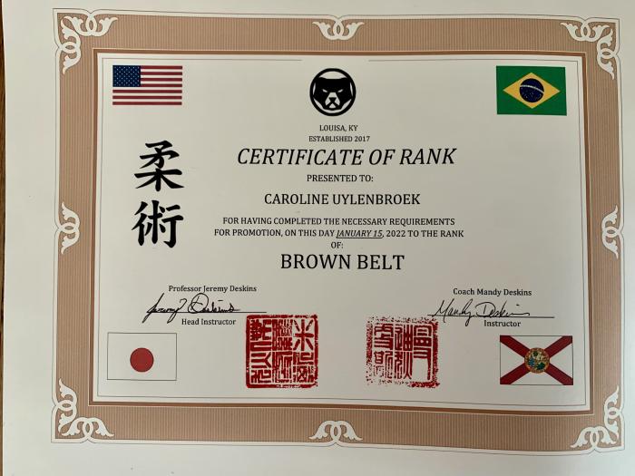 Brown belt cert