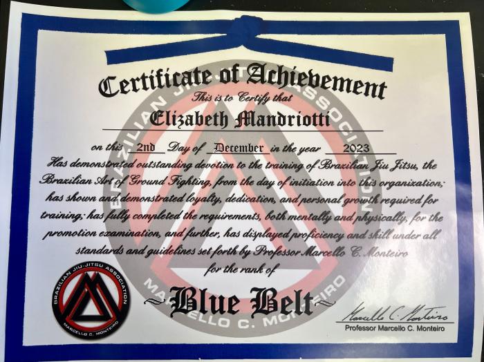 Blue belt · December 2, 2023 · Promoted by Michael Blose