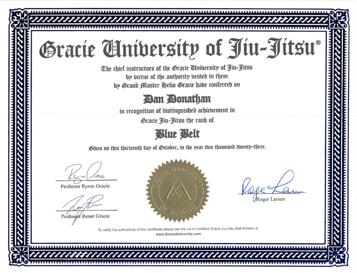 Blue belt · October 13, 2023 · Promoted by Roger Larsen