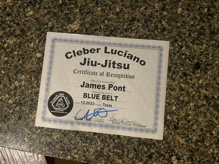 Blue belt · December 1, 2023 · Promoted by Adrian Trevino