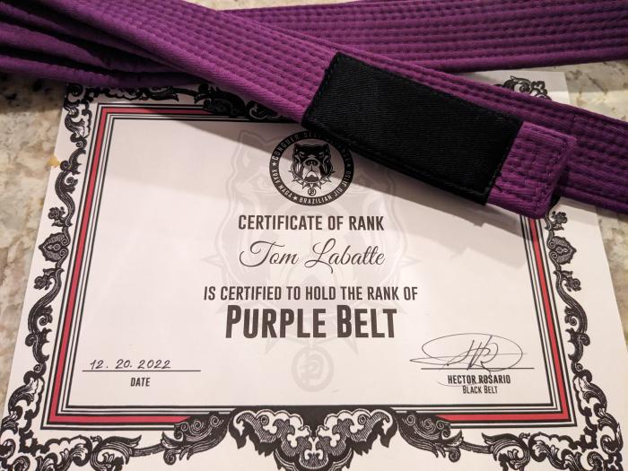Purple belt · December 20, 2022 · Promoted by Hector Rosario