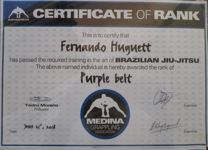 Purple belt · June 21, 2018 · Promoted by Ysidro Moreno
