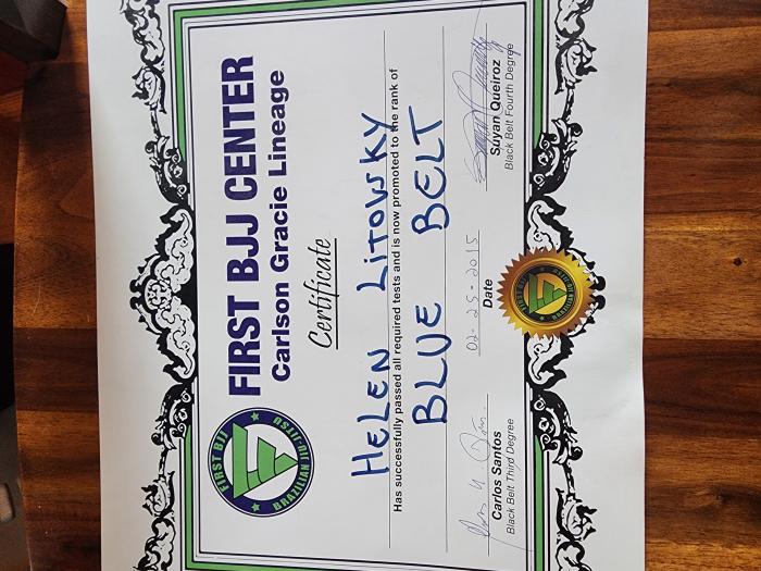 Blue belt · February 25, 2015 · Promoted by Carlos Santos