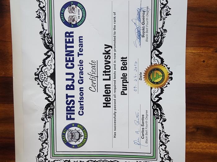 Purple belt · September 24, 2016 · Promoted by Carlos Santos