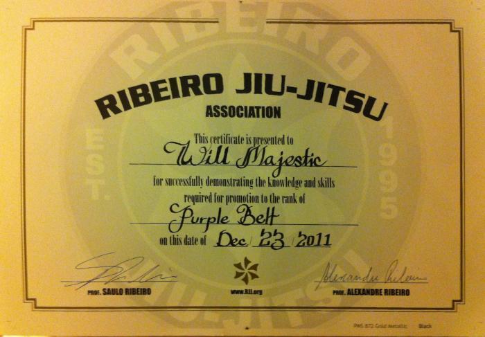 Purple belt · December 23, 2011 · Promoted by Saulo Ribeiro