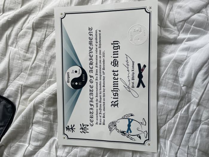 Blue belt · December 18, 2021 · Promoted by Philip Lindsay