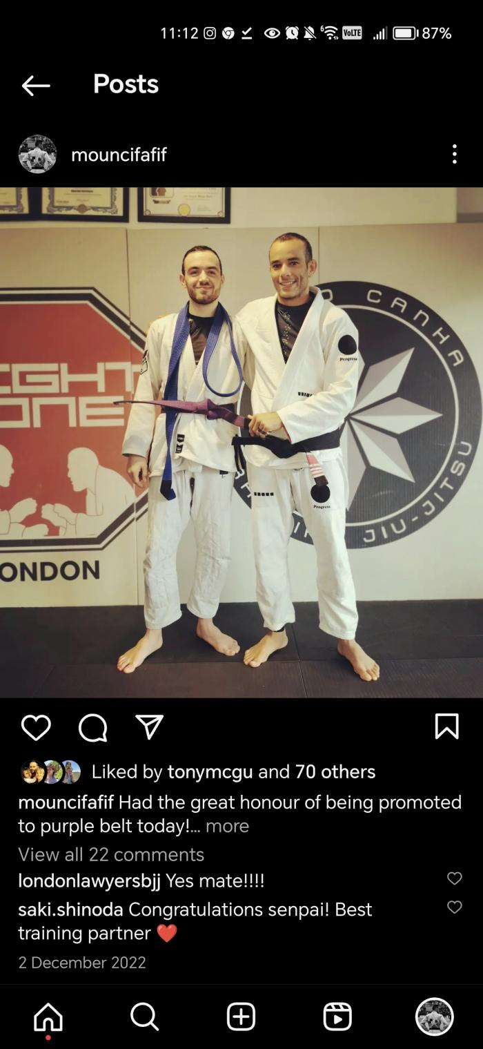 Purple belt · December 2, 2022 · Promoted by Marco Canha
