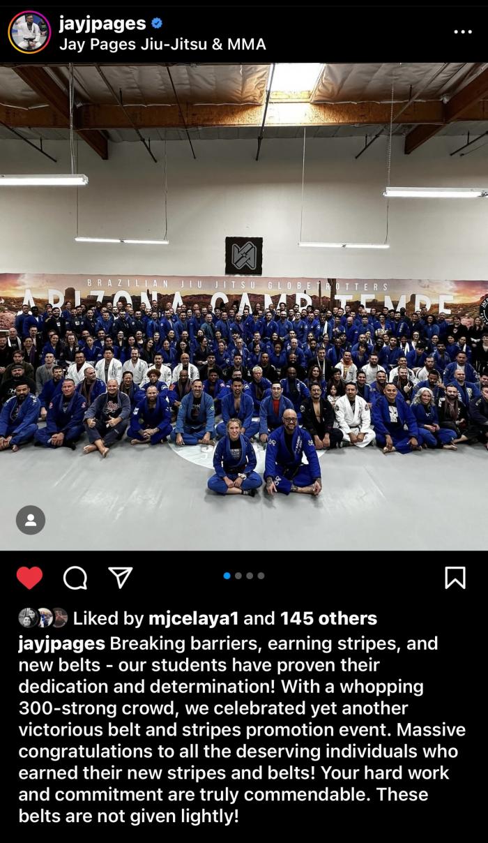 Purple belt · December 16, 2023 · Promoted by Jay Pages