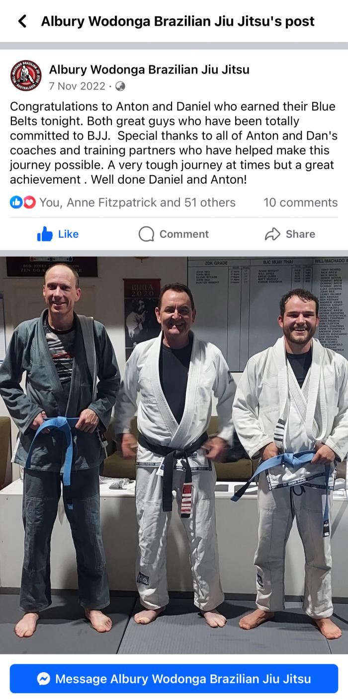 Blue belt · November 7, 2022 · Promoted by Tony Morris