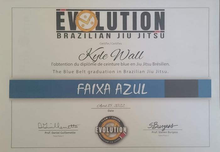 Blue belt · April 17, 2022 · Promoted by Bernard Antle