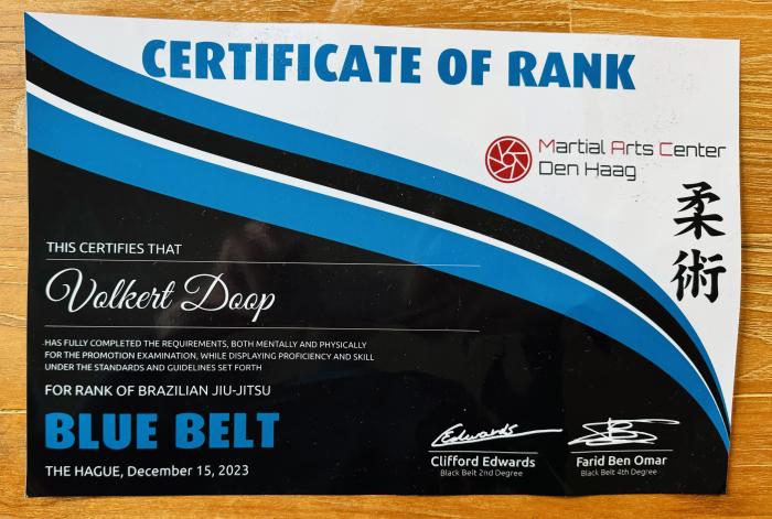Blue belt · December 15, 2023 · Promoted by Farid Ben Omar
