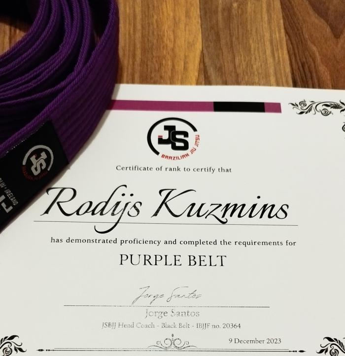 Purple belt · December 9, 2023 · Promoted by Jorge Santos
