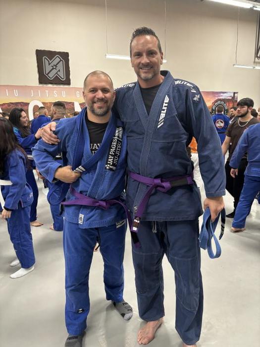 Purple belt promo with my team mate Steve at Jay Pages