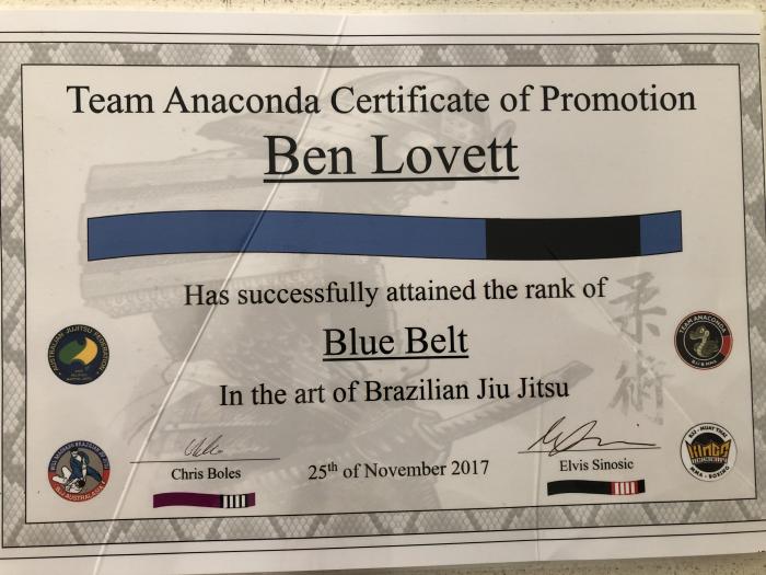 Blue belt · November 25, 2017 · Promoted by Chris Boles
