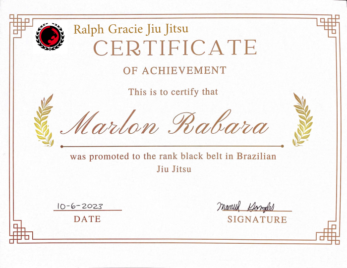 Black belt · October 6, 2023 · Promoted by Manny Ray Gonzales