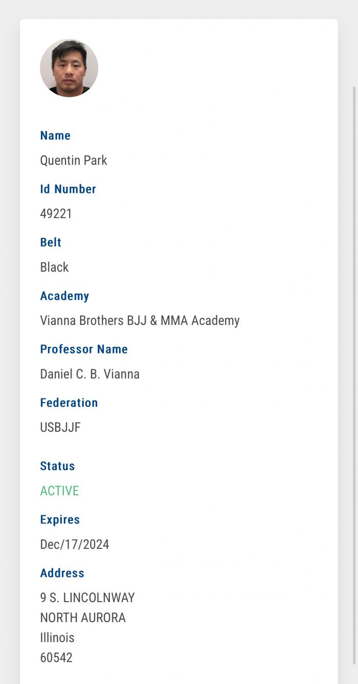 Black belt · December 16, 2023 · Promoted by Daniel Vianna
