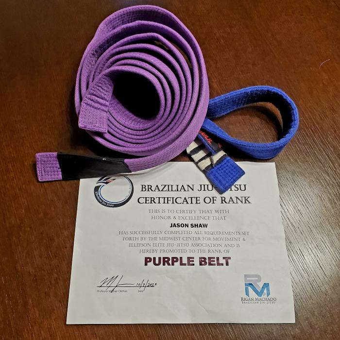 Purple belt · October 7, 2023 · Promoted by Michael Ellefson