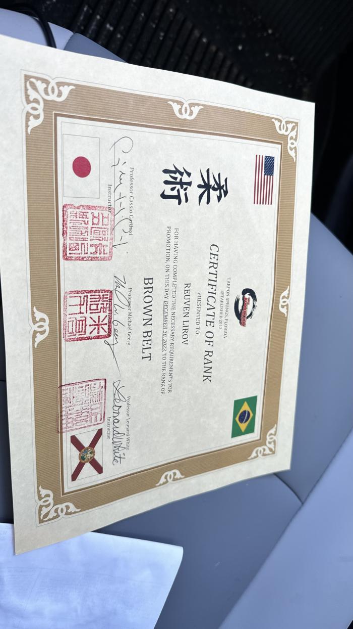 Brown belt · December 30, 2023 · Promoted by Michael Geery