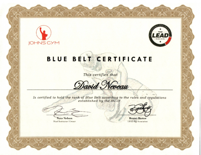 Blue belt · September 11, 2021 · Promoted by Nate Nelson